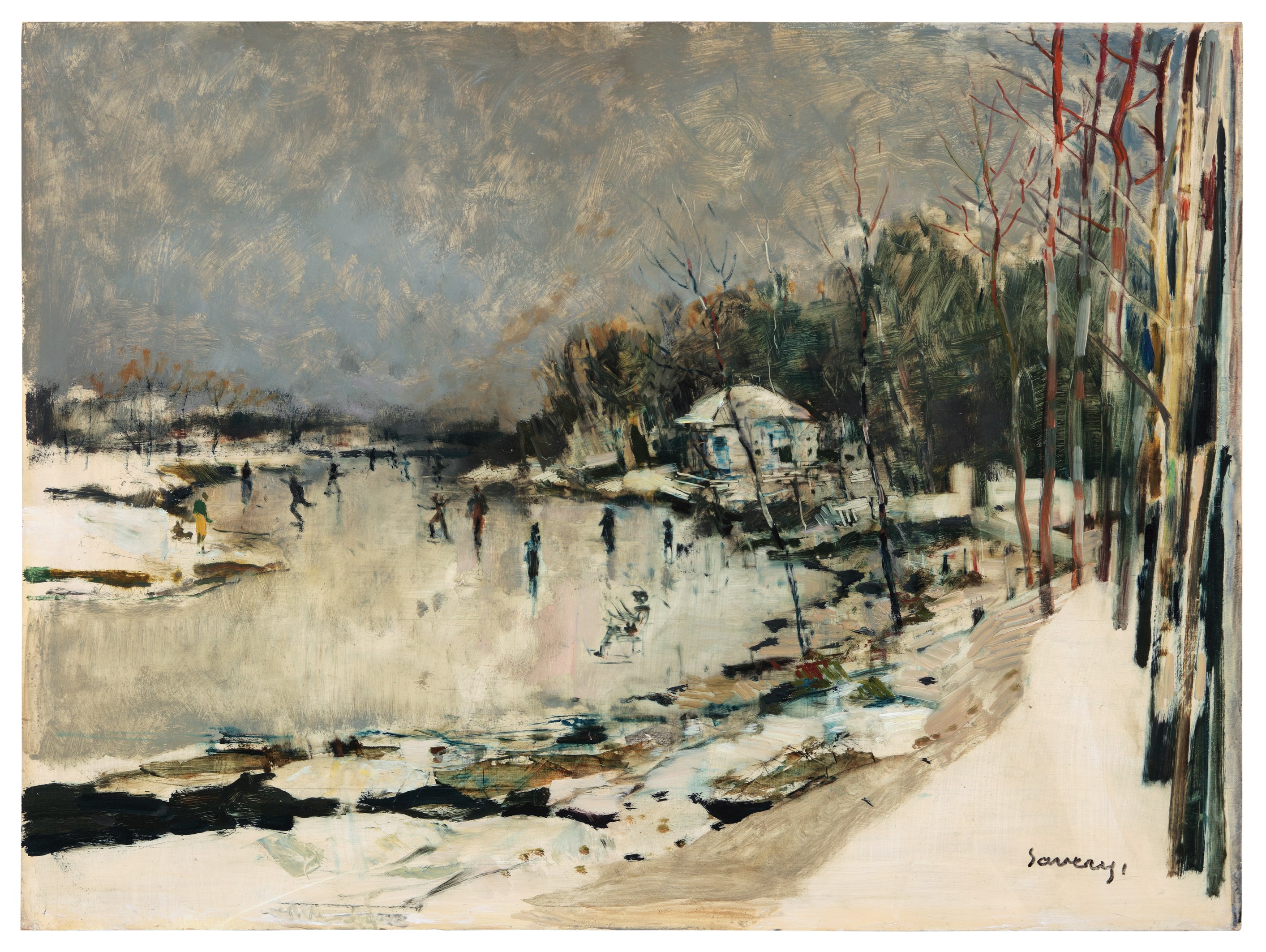 Ice skating on the river Lys